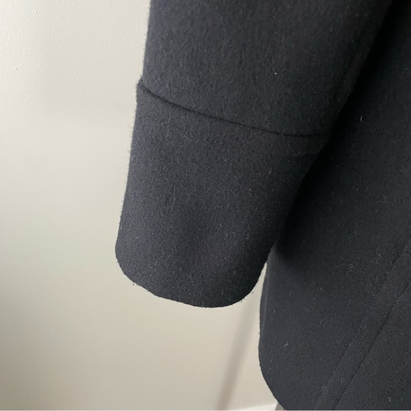 Vintage 100% Wool Classic Chic Double Breasted Pea Coat Black Size - Picture 5 of 9